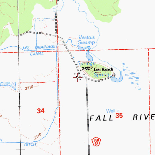 Topographic Map of Lee Ranch, CA