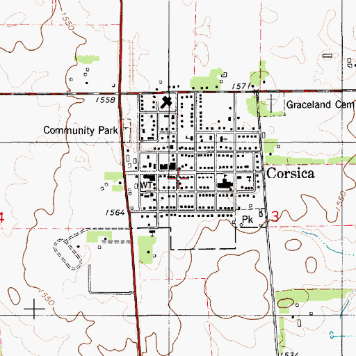 Topographic Map of Corsica Police Department, SD