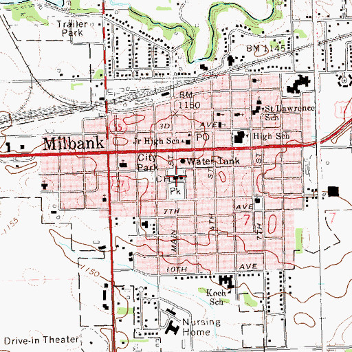 Topographic Map of Grant County Sheriff's Office, SD