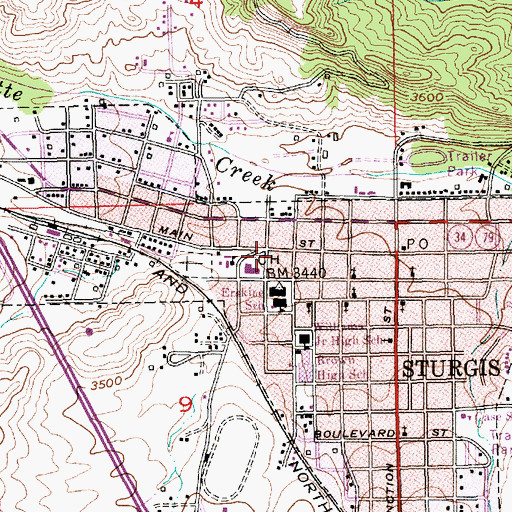 Topographic Map of Meade County Sheriff's Office, SD