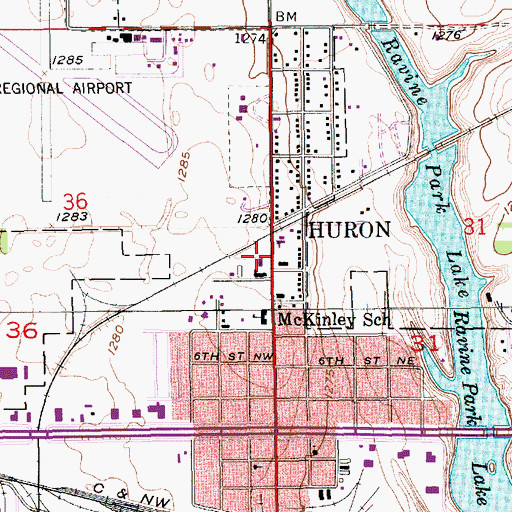 Topographic Map of South Dakota Highway Patrol, SD