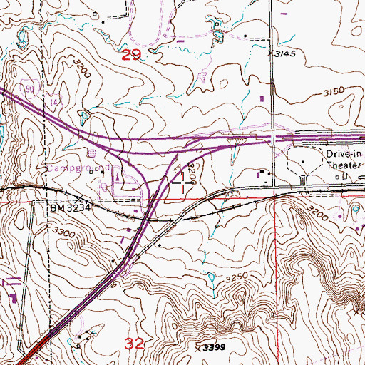 Topographic Map of South Dakota Highway Patrol District 3 - Headquarters, SD