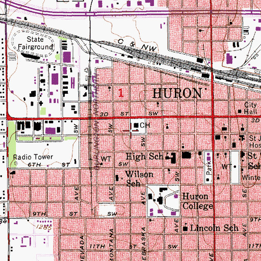 Topographic Map of Beadle County Sheriff's Office, SD