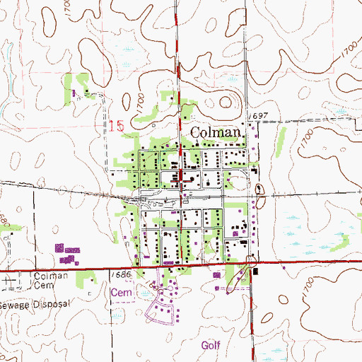 Topographic Map of Colman Police Department, SD