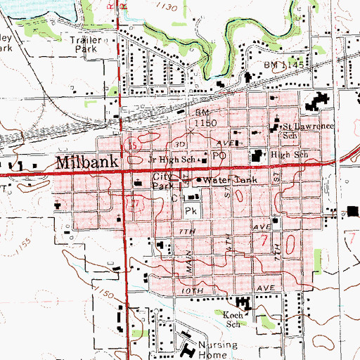 Topographic Map of Grant County Detention Center, SD