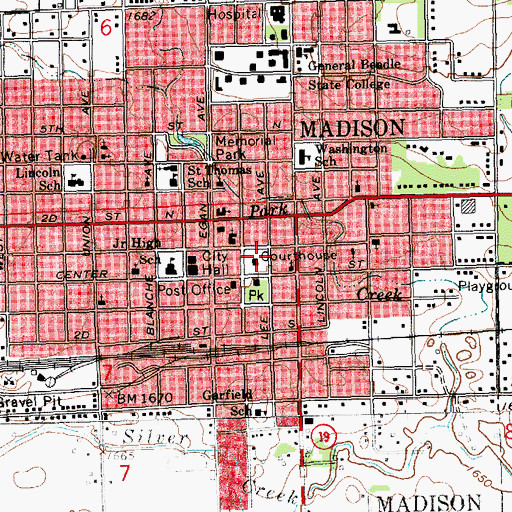 Topographic Map of Lake County Jail, SD