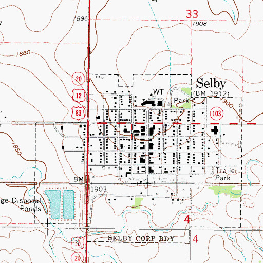 Topographic Map of Walworth County Jail, SD