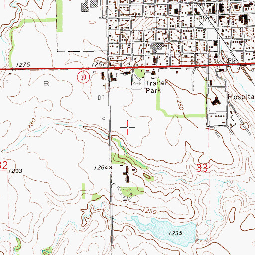 Topographic Map of Roberts County Jail, SD
