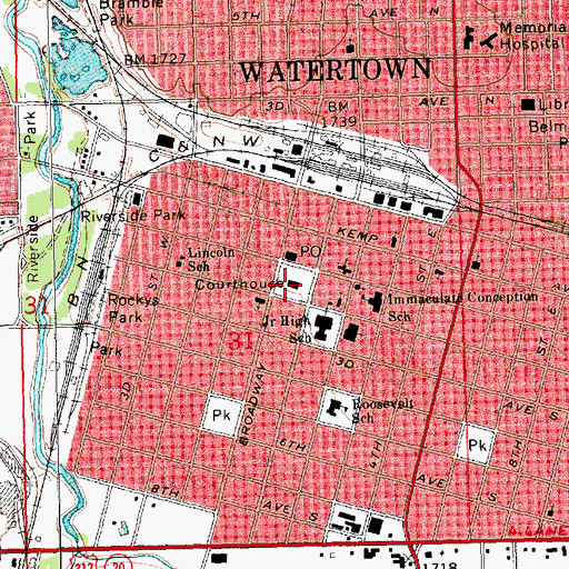 Topographic Map of Codington County Jail, SD