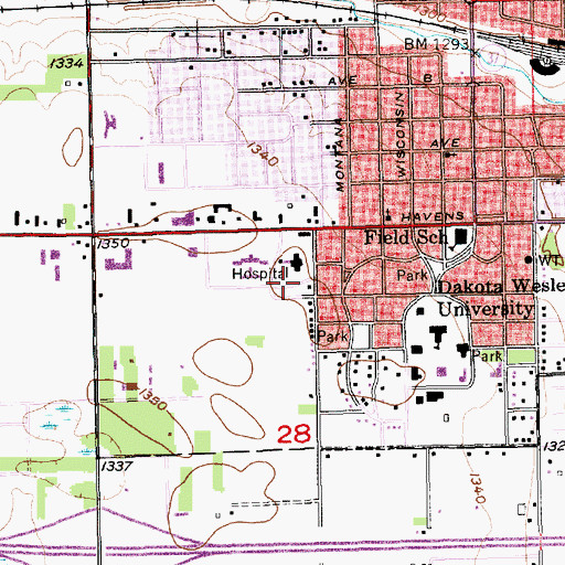 Topographic Map of Davison County Jail, SD