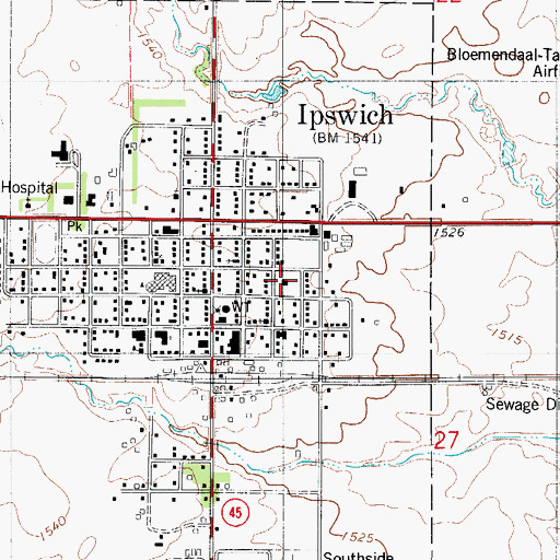 Topographic Map of Edmunds County Jail, SD
