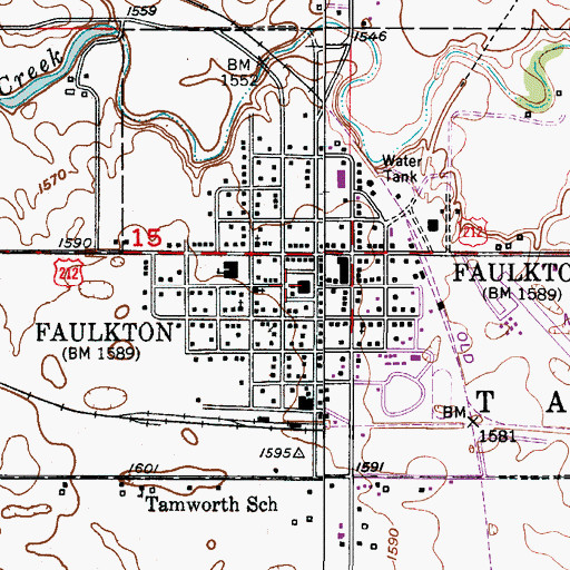 Topographic Map of Faulk County Jail, SD