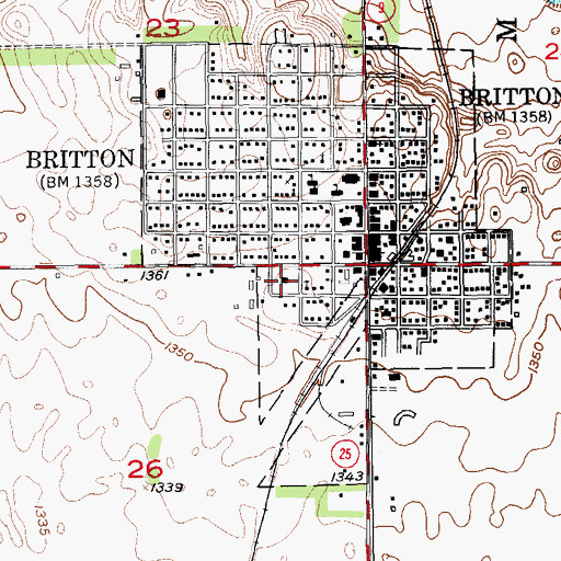 Topographic Map of Marshall County Jail, SD