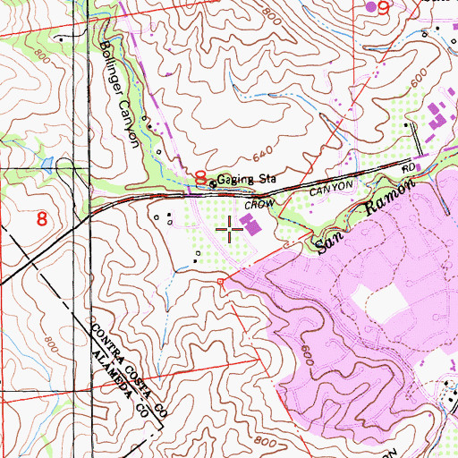 Topographic Map of San Ramon Police Department, CA