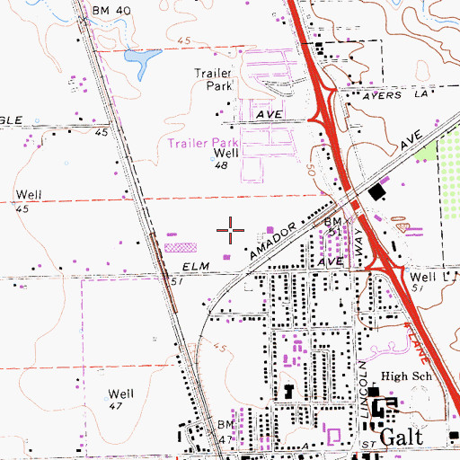 Topographic Map of Galt Police Department, CA