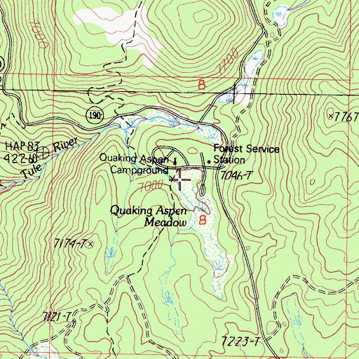 Topographic Map of Quaking Aspen Campground, CA