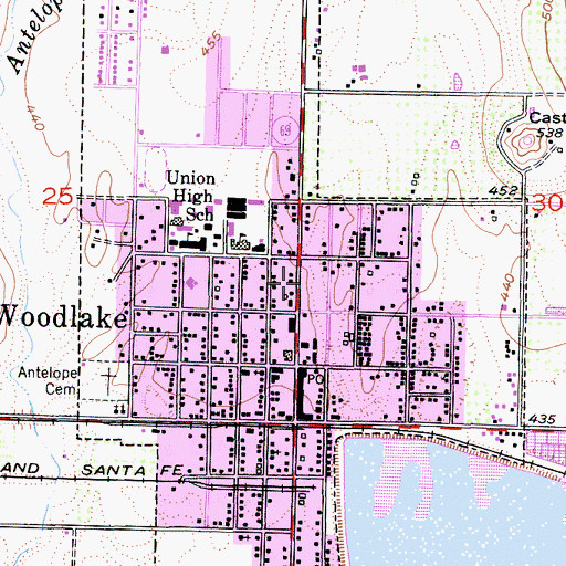 Topographic Map of Woodlake Police Department, CA