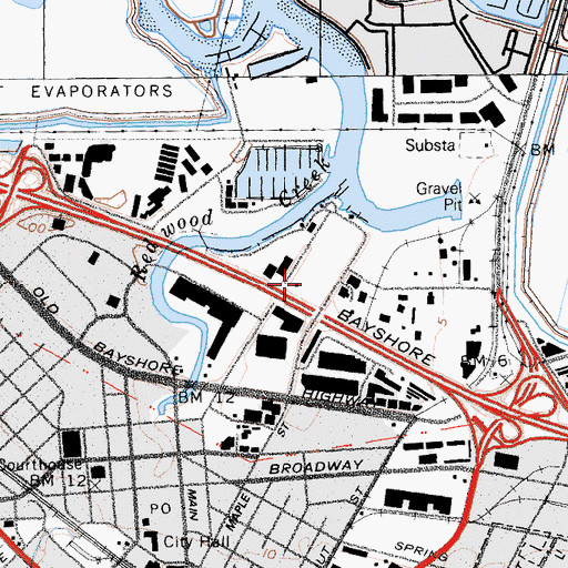 Topographic Map of Redwood City Police Department, CA