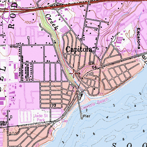 Topographic Map of Capitola Police Department, CA