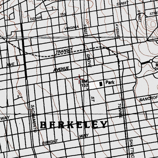Topographic Map of Berkeley Police Department, CA