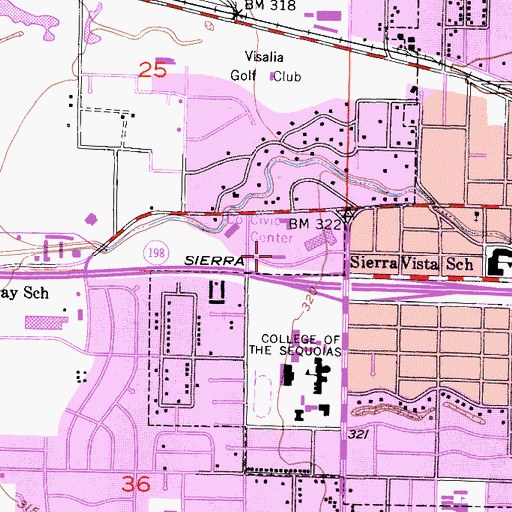 Topographic Map of Tulare County Sheriff's Office - Headquarters, CA