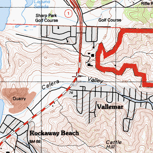 Topographic Map of Pacifica Police Department, CA