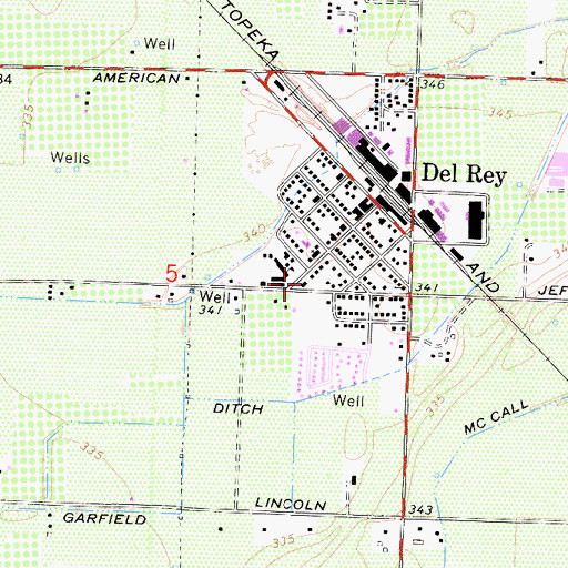 Topographic Map of Fresno County Sheriff's Office Del Rey, CA