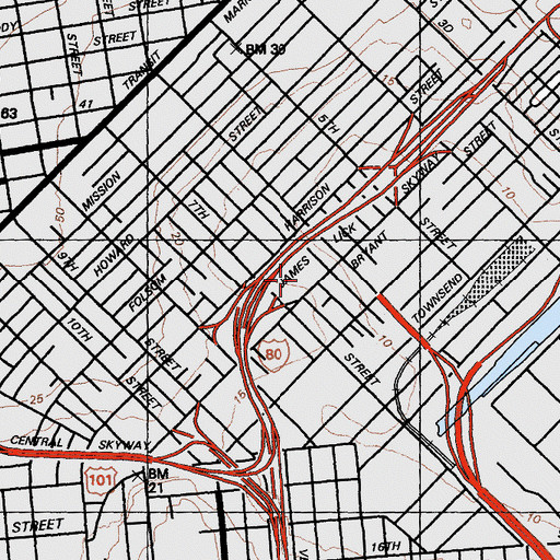 Topographic Map of San Francisco Police Department - Southern Station, CA