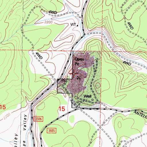 Topographic Map of Clay Pit Mine, CA