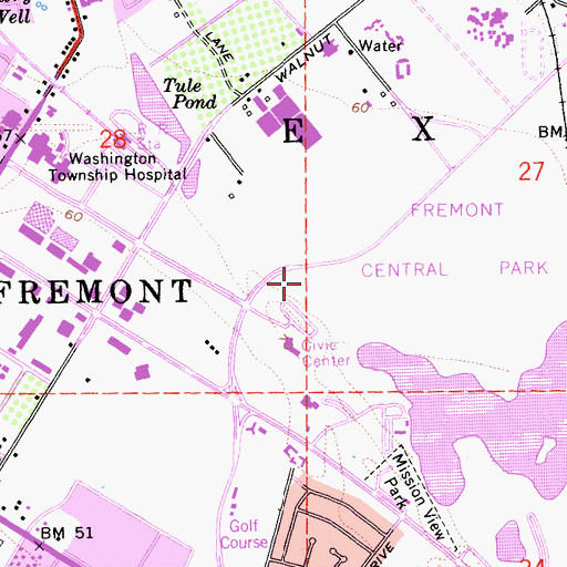 Topographic Map of Fremont Police Department, CA