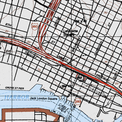Topographic Map of Oakland Police Department, CA