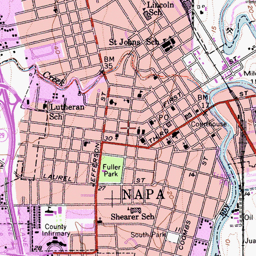 Topographic Map of Napa Police Department, CA