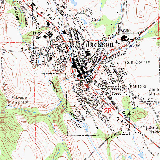 Topographic Map of Jackson Police Department, CA