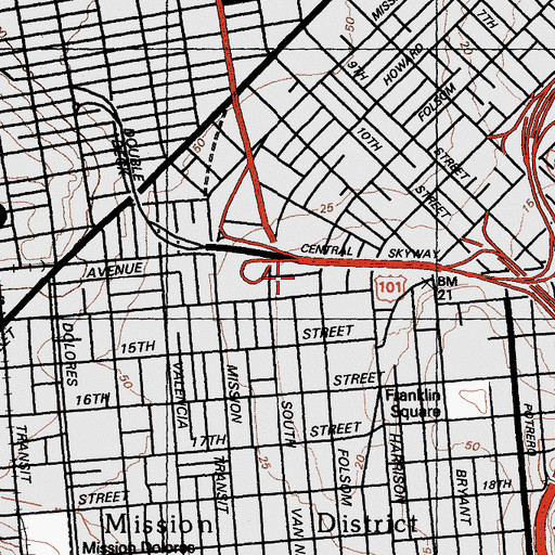Topographic Map of San Francisco County Sheriff's Office, CA