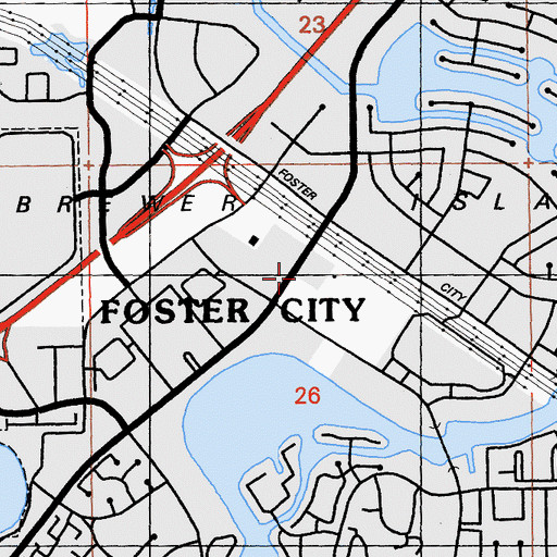 Topographic Map of Foster City Police Department, CA