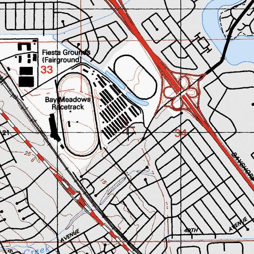 Topographic Map of San Mateo Police Department, CA