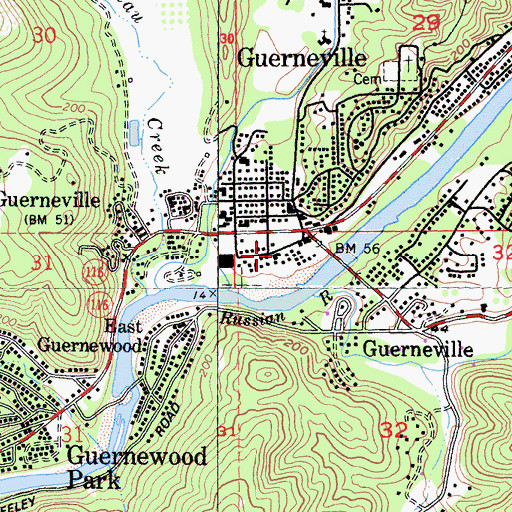 Topographic Map of Sonoma County Sheriff's Office - Guerneville Substation, CA