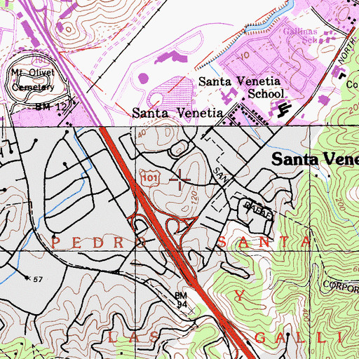 Topographic Map of Marin County Sheriff's Office San Rafael, CA