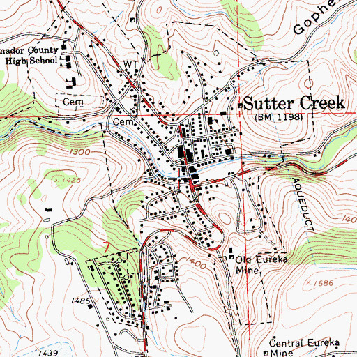 Topographic Map of Sutter Creek Police Department, CA