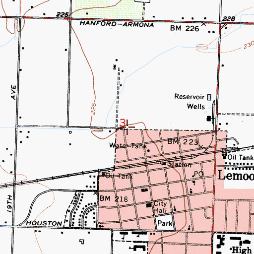 Topographic Map of Lemoore Police Department, CA