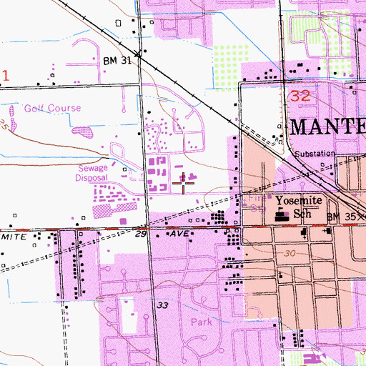 Topographic Map of Manteca Police Department, CA