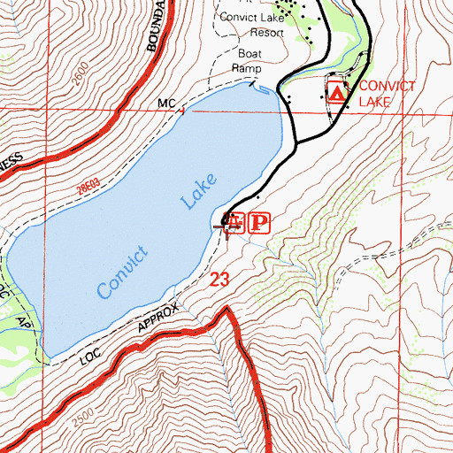 Topographic Map of Convict Lake Picnic Area, CA