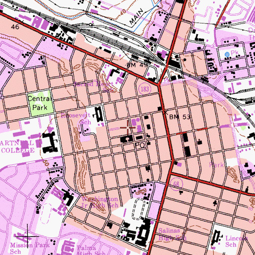 Topographic Map of Salinas Police Department, CA
