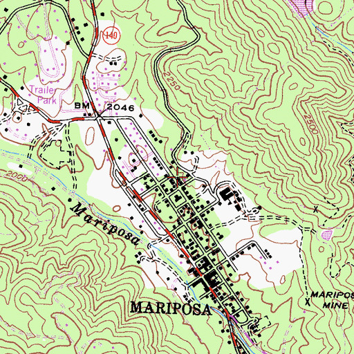 Topographic Map of Mariposa County Sheriff's Office, CA