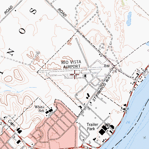 Topographic Map of Rio Vista Police Department, CA