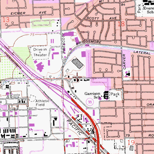 Topographic Map of Madesto Police Department Substation, CA