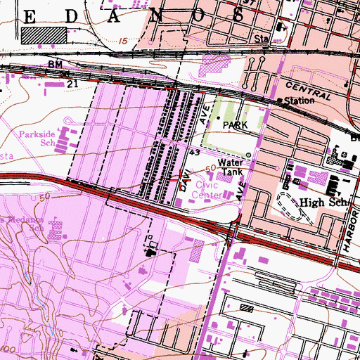 Topographic Map of Pittsburg Police Department, CA