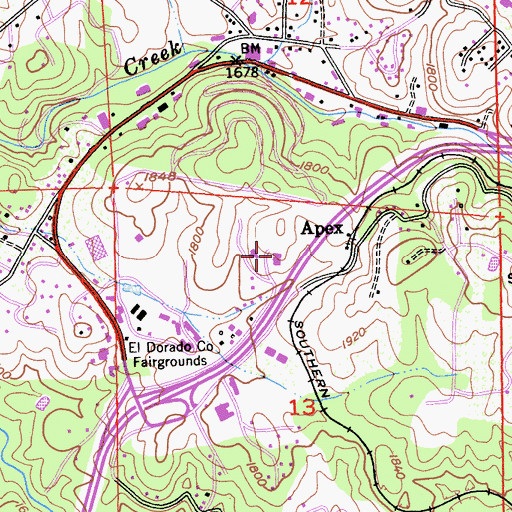Topographic Map of El Dorado County Sheriff's Office Placerville, CA