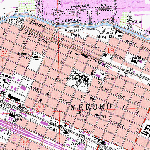 Topographic Map of Merced County Sheriff's Office Main Station, CA