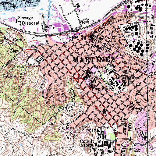 Topographic Map of Martinez Police Department, CA